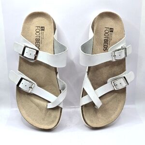 White Mountain Women's Healing Footbed Sandal White/Leather Size 7 NWOT
